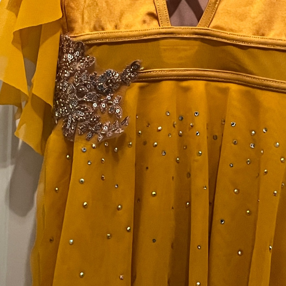 Weissman Golden Dance Costume with Sparkling Skirt - Picture 7 of 11
